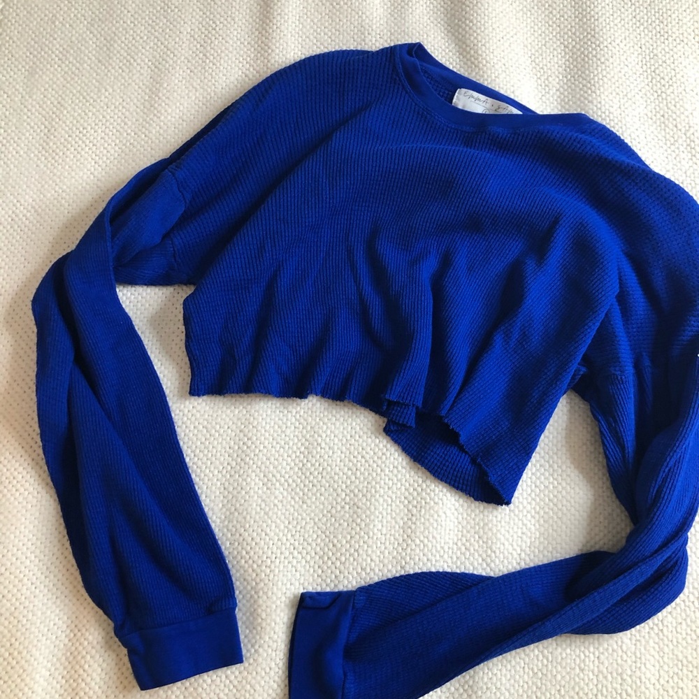 LF cobalt blue long sleeve crop
